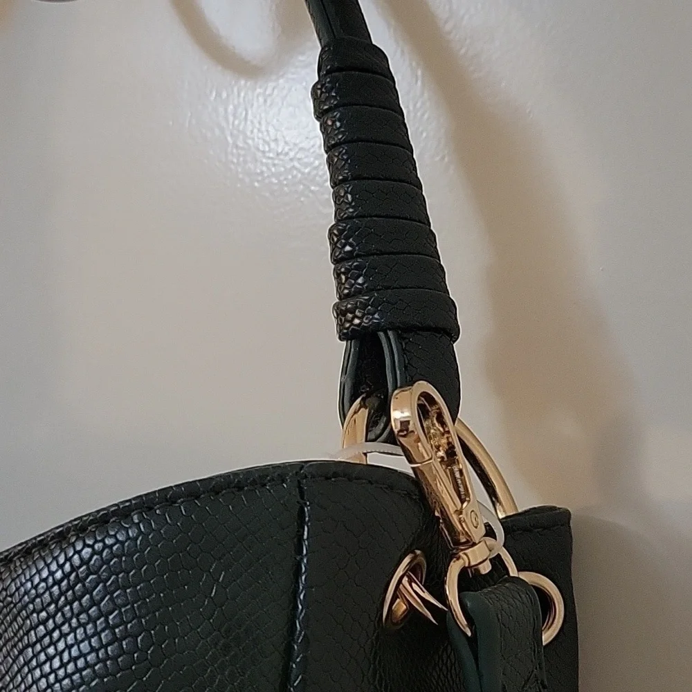 Like DREAMS Forest Green Woven Basketweave Satchel Shoulder Bag